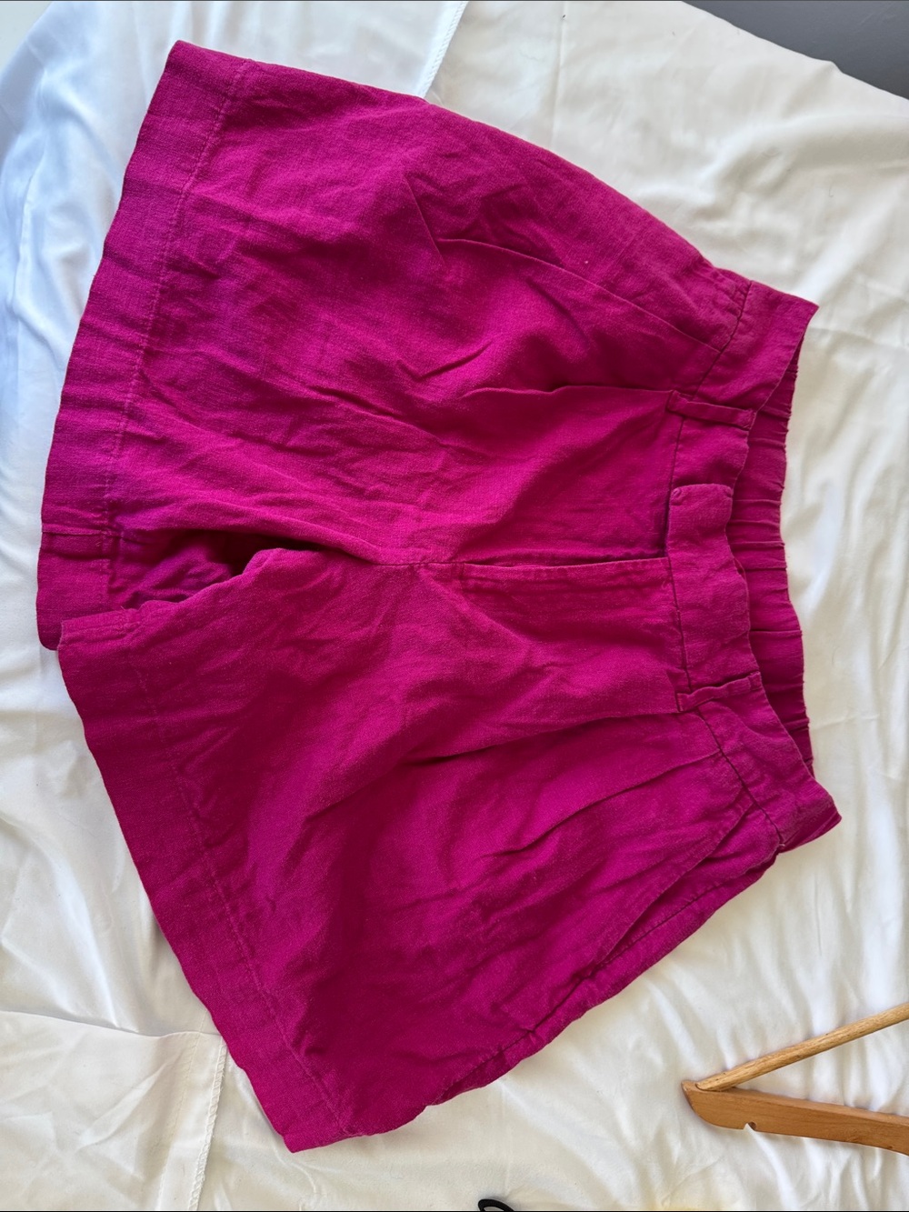 a new day Fuchsia High-Waist Linen-Blend Shorts